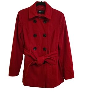 Nine West Red Wool Blend Coat with Tie Belt